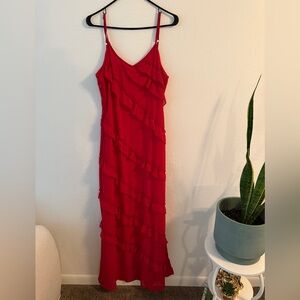 Chic Red Maxi Dress with Ruffles